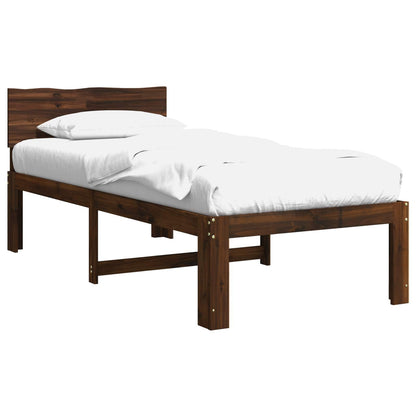 Single Bed Frame with Headboard ROSTOCK Dark Brown 100 x 200 cm