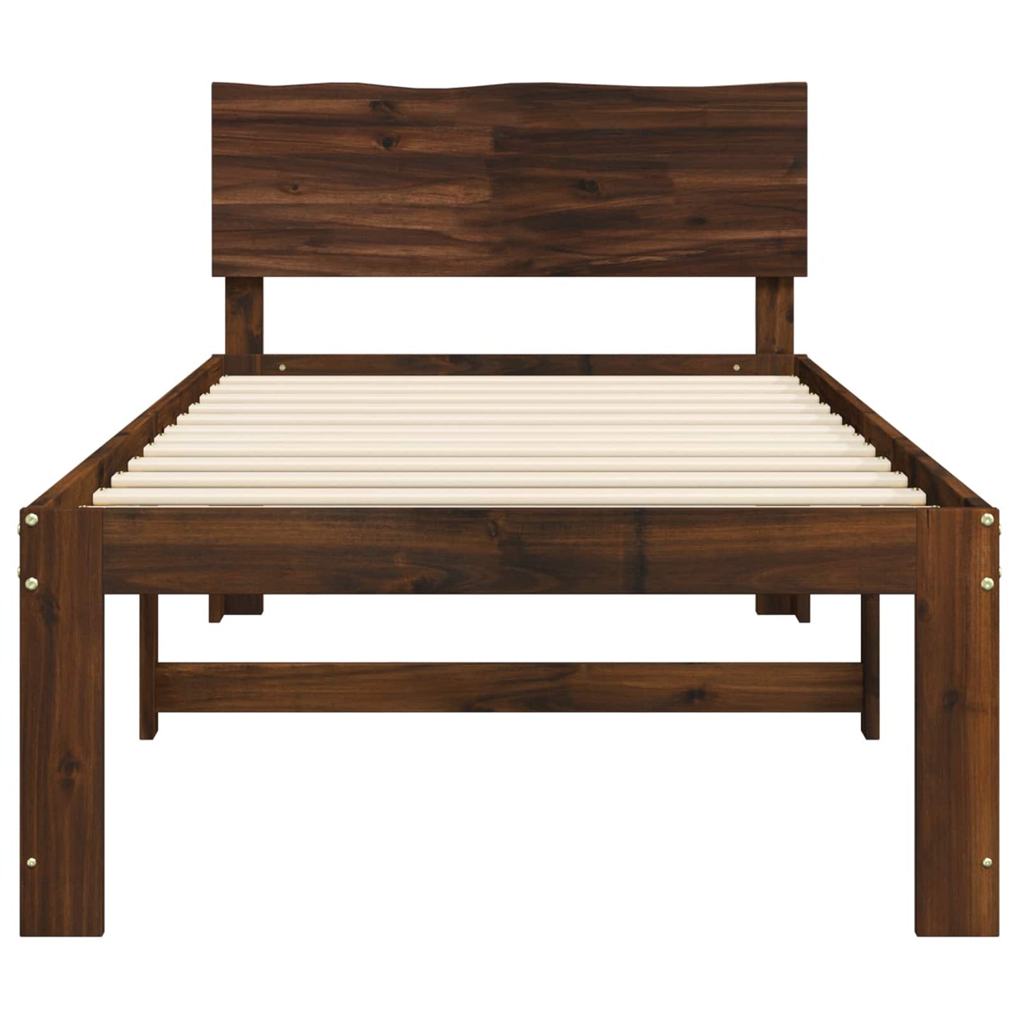 Single Bed Frame with Headboard ROSTOCK Dark Brown 100 x 200 cm