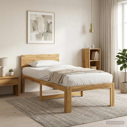 Single Bed Frame with Headboard ROSTOCK White 100 x 200 cm
