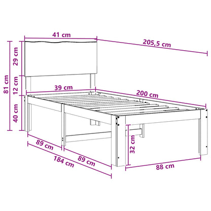 Single Bed Frame with Headboard ROSTOCK White 100 x 200 cm