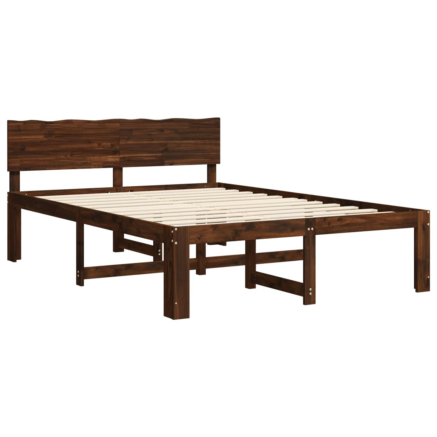Double Bed Frame with Headboard ROSTOCK Dark Brown 120 x 200 cm