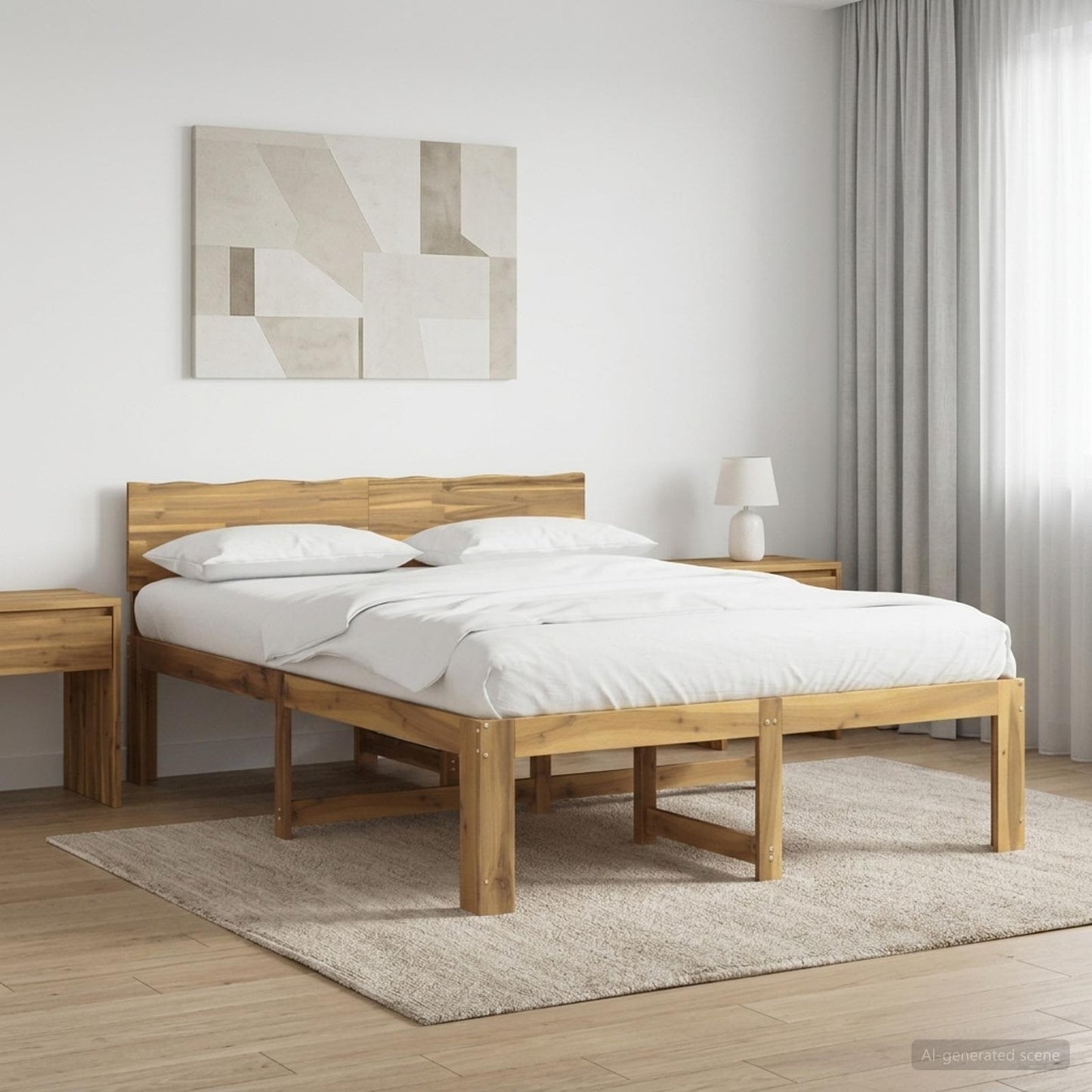 Double Bed Frame with Headboard ROSTOCK White 120 x 200 cm