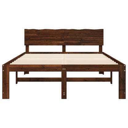 Double Bed Frame with Headboard ROSTOCK Dark Brown 140 x 200 cm