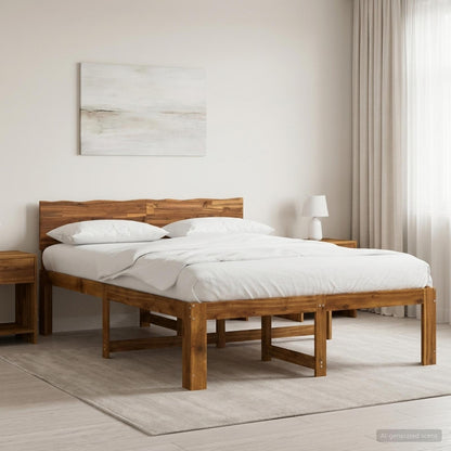 Double Bed Frame with Headboard ROSTOCK Natural 140 x 200 cm