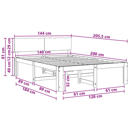 Double Bed Frame with Headboard ROSTOCK Natural 140 x 200 cm