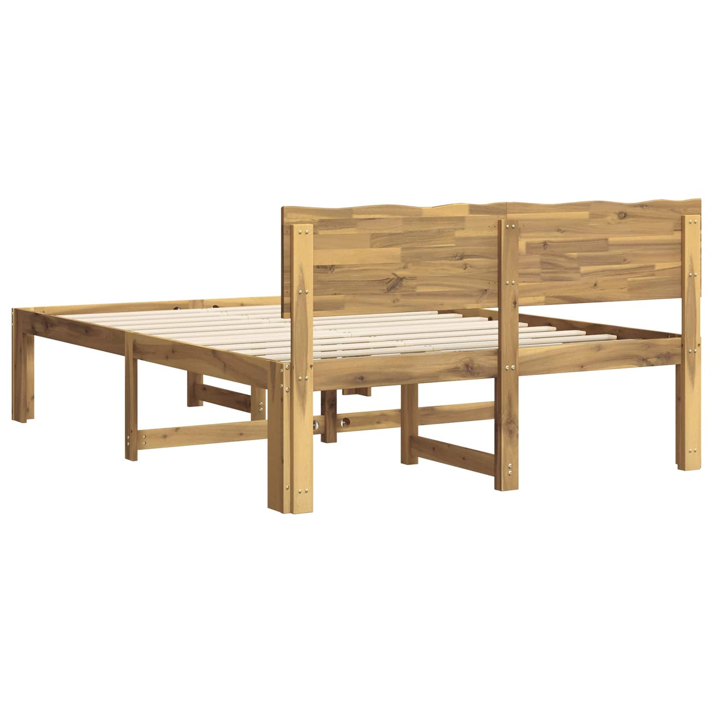 Double Bed Frame with Headboard ROSTOCK White 140 x 200 cm