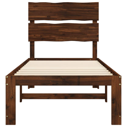 Single Bed Frame with Headboard ROSTOCK Dark Brown 75 x 190 cm