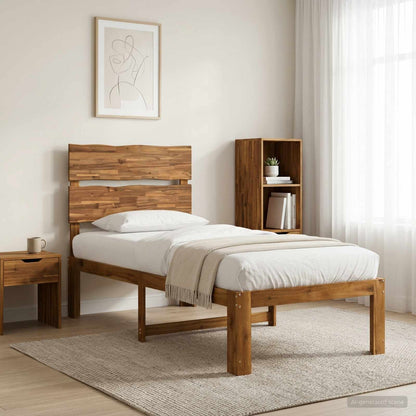 Single Bed Frame with Headboard ROSTOCK Natural 75 x 190 cm