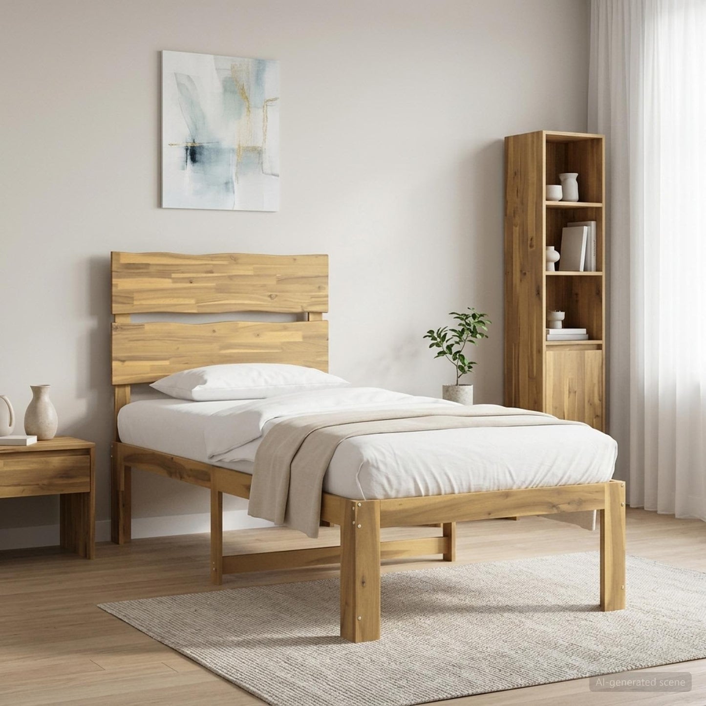 Single Bed Frame with Headboard ROSTOCK White 75 x 190 cm