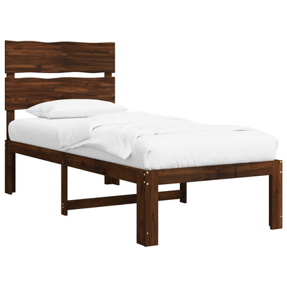 Single Bed Frame with Headboard ROSTOCK Dark Brown 90 x 190 cm