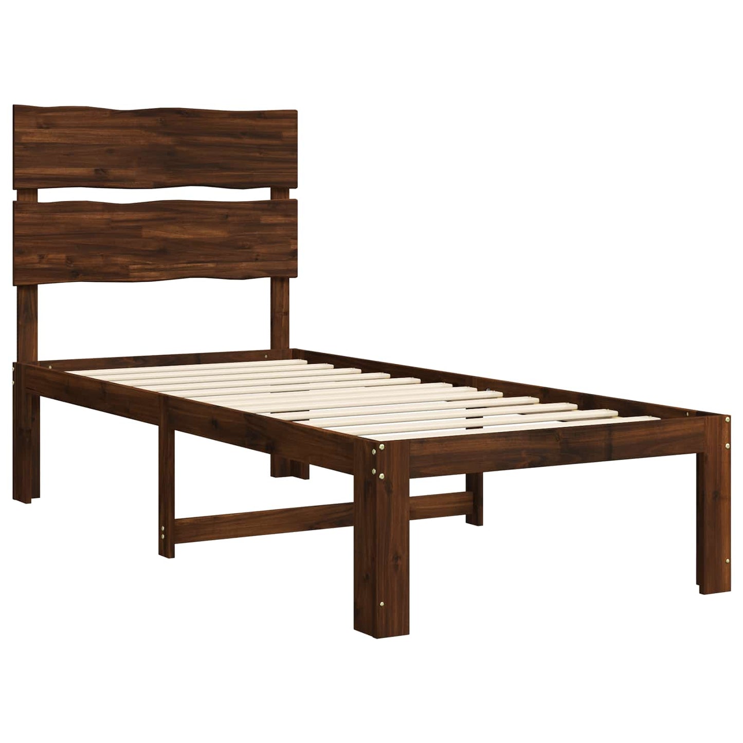 Single Bed Frame with Headboard ROSTOCK Dark Brown 90 x 190 cm
