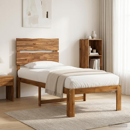 Single Bed Frame with Headboard ROSTOCK Natural 90 x 200 cm