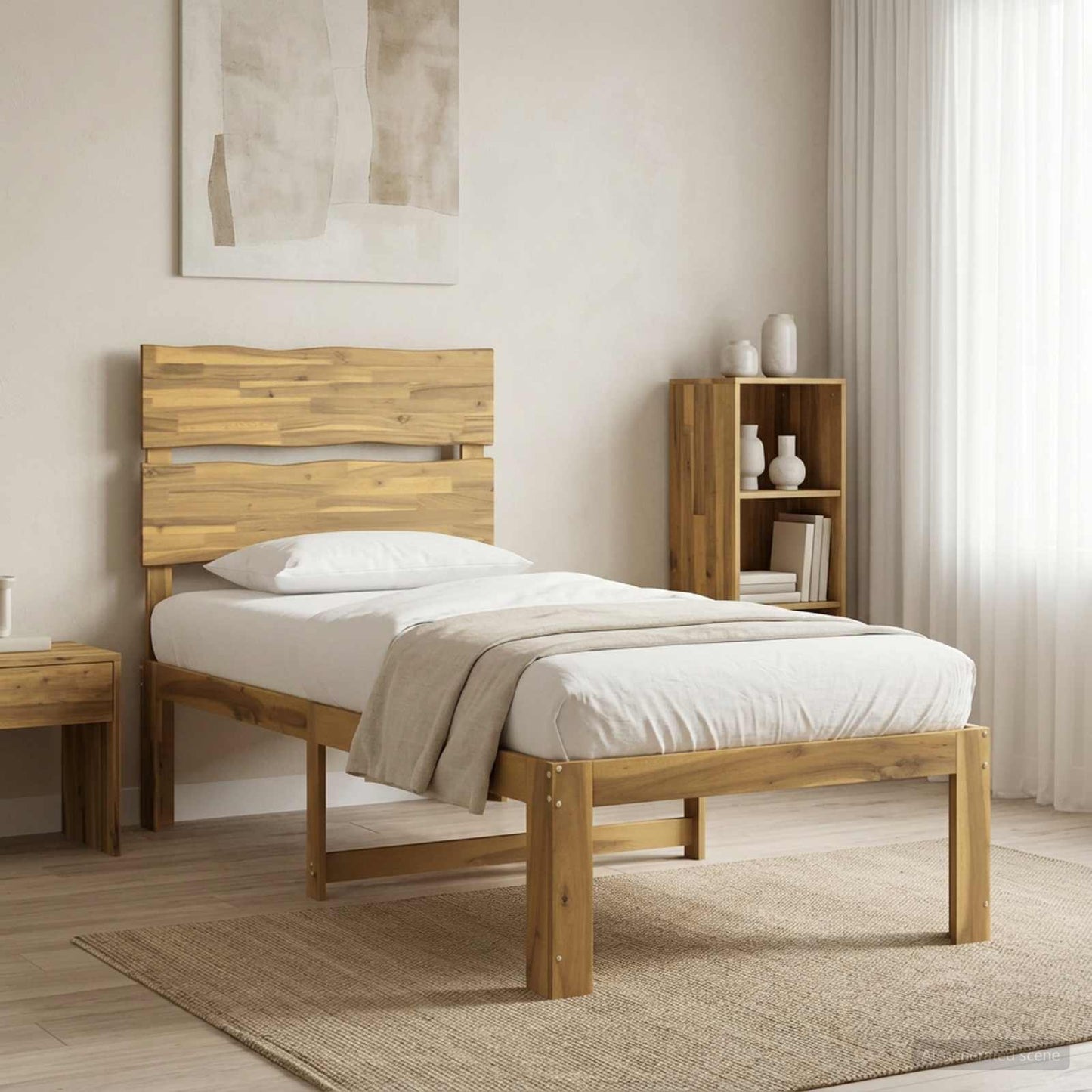 Single Bed Frame with Headboard ROSTOCK White 90 x 200 cm