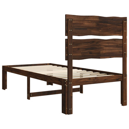 Single Bed Frame with Headboard ROSTOCK Dark Brown 100 x 200 cm