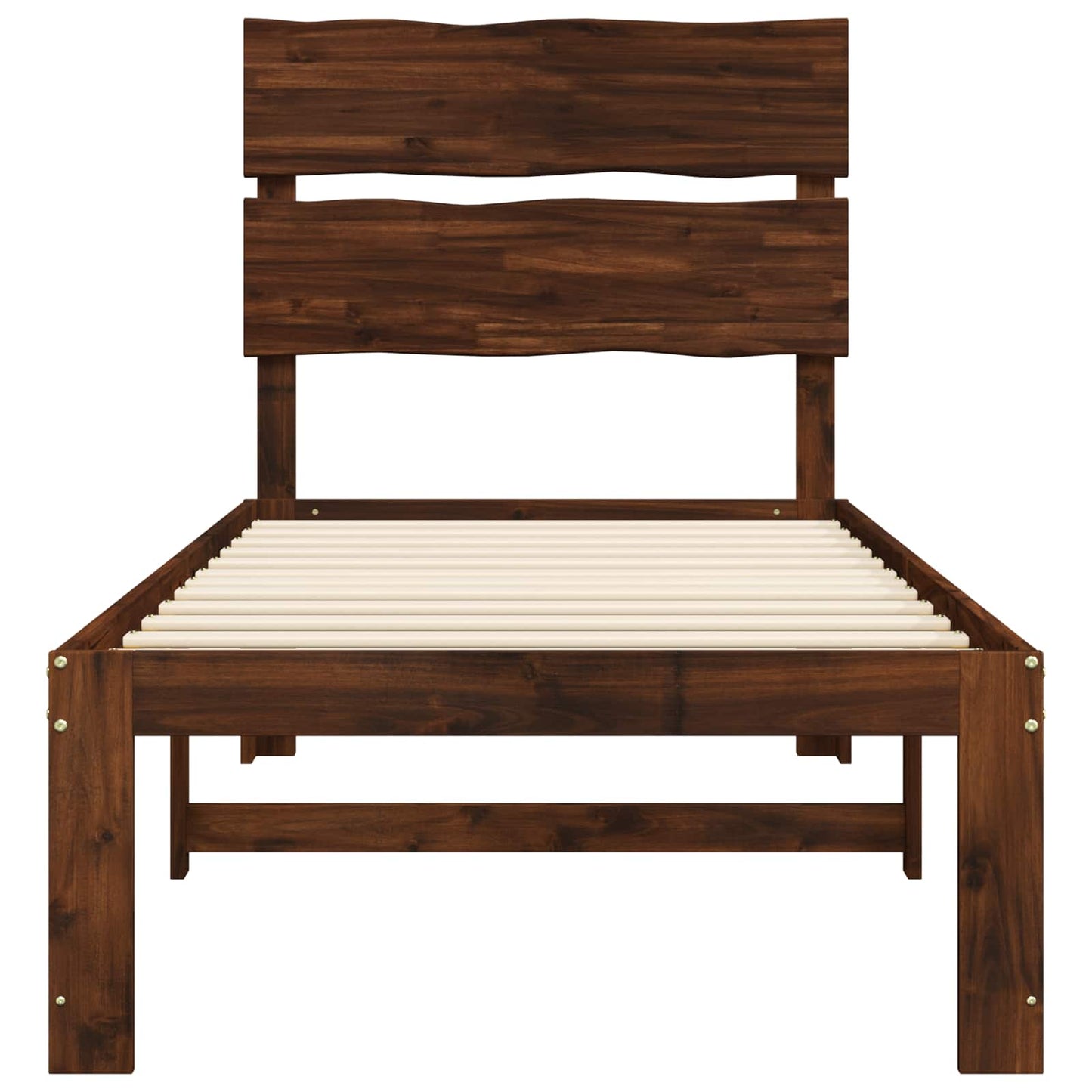 Single Bed Frame with Headboard ROSTOCK Dark Brown 100 x 200 cm