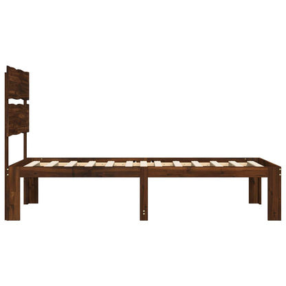 Single Bed Frame with Headboard ROSTOCK Dark Brown 100 x 200 cm
