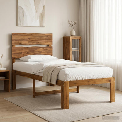 Single Bed Frame with Headboard ROSTOCK Natural 100 x 200 cm