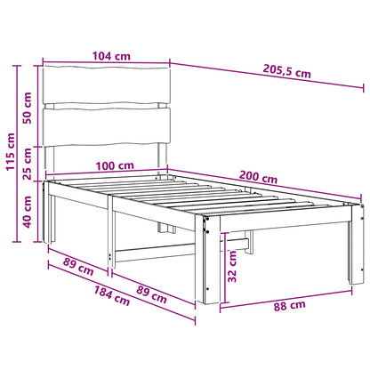 Single Bed Frame with Headboard ROSTOCK Natural 100 x 200 cm