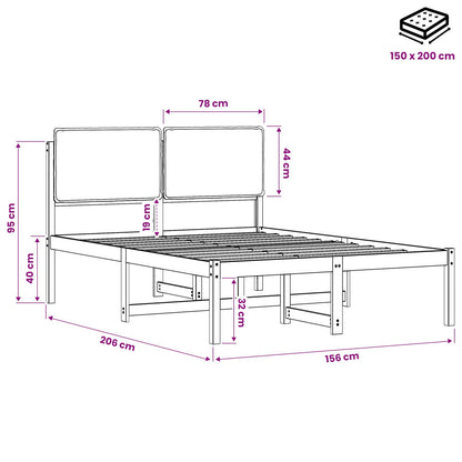 Bed Frame with Upholstered Headboard Natural and Light Grey