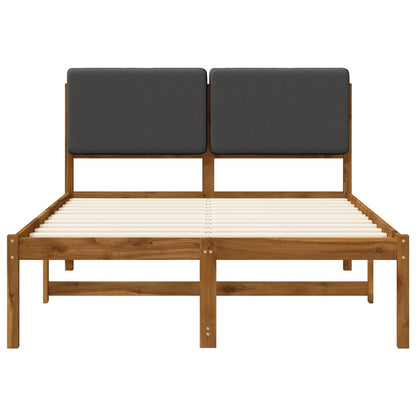 Bed Frame with Upholstered Headboard Natural and Dark Grey