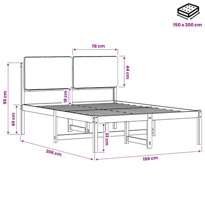 Bed Frame with Upholstered Headboard Natural and Dark Grey
