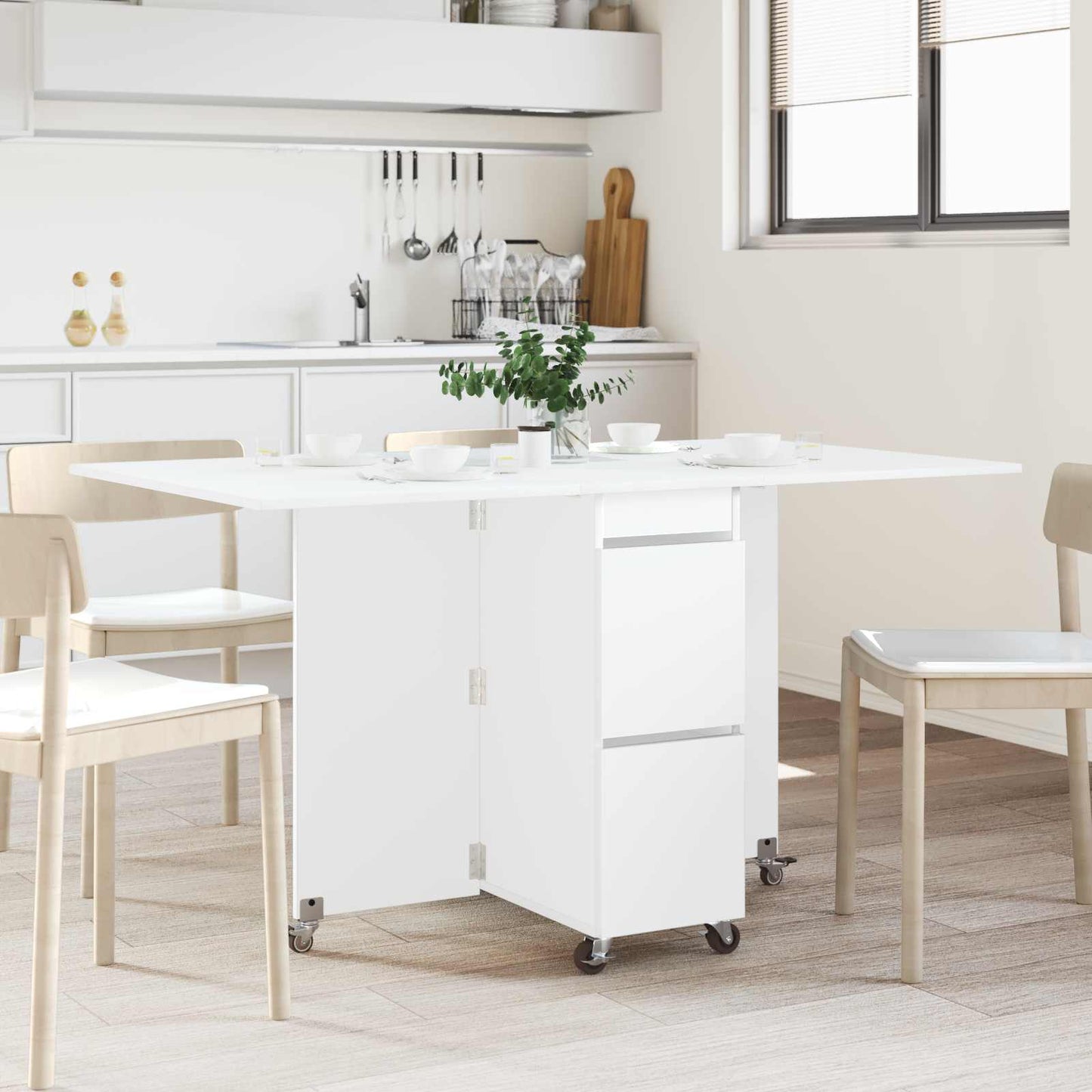 Dinning Table 140 x 80 x 77 cm Engineered Wood White