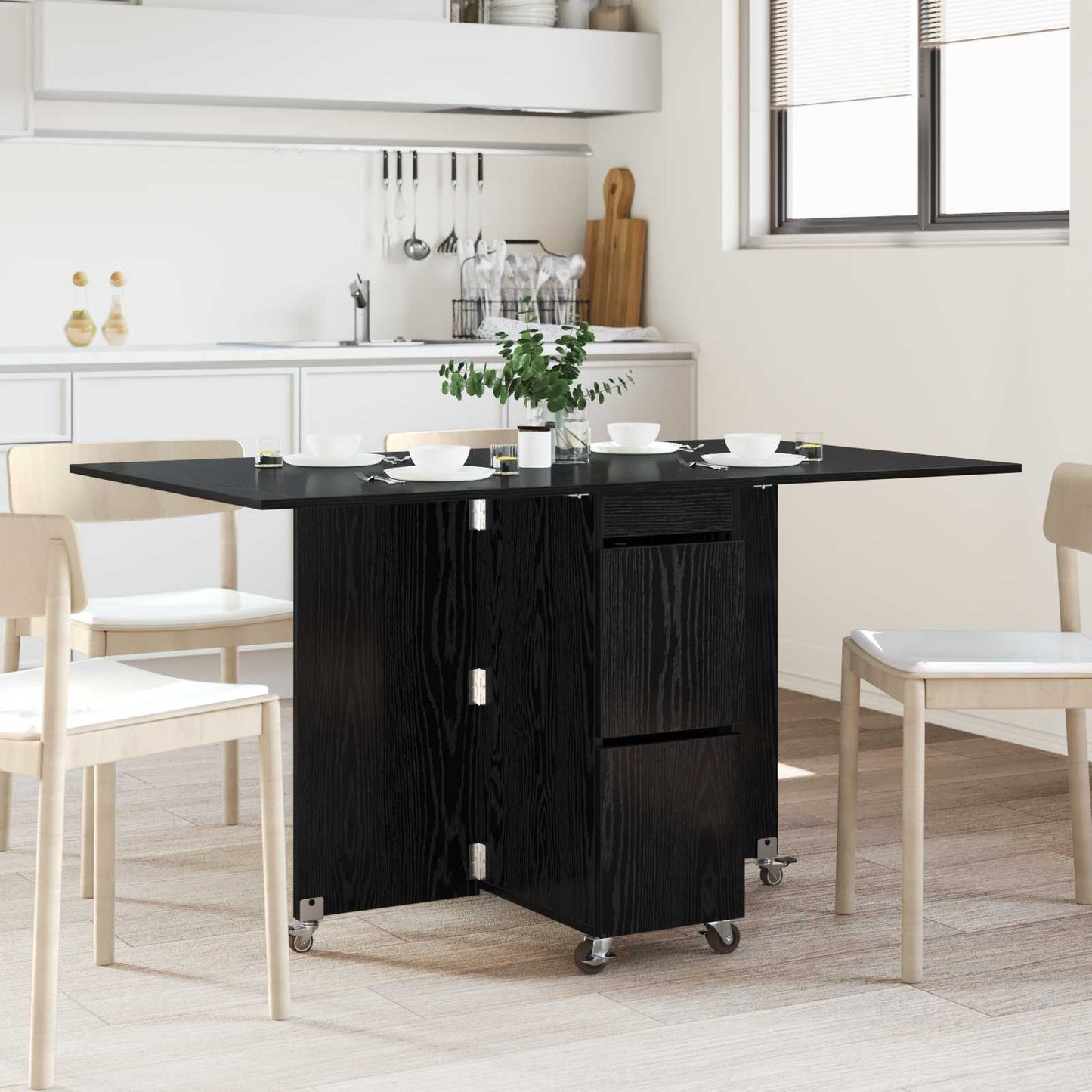 Dinning Table 140 x 80 x 77 cm Engineered Wood Black Oak