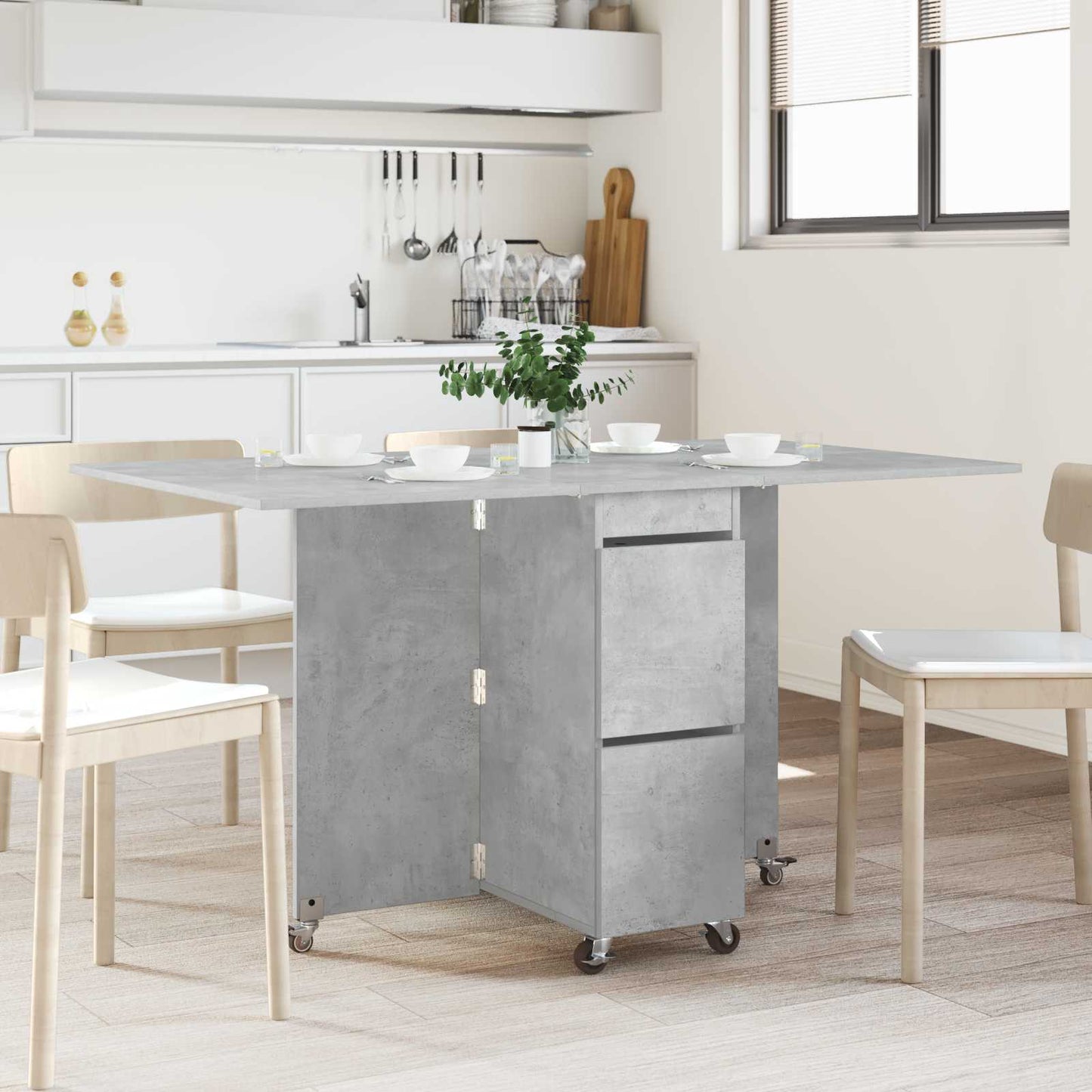 Dinning Table 140 x 80 x 77 cm Engineered Wood Concrete Grey