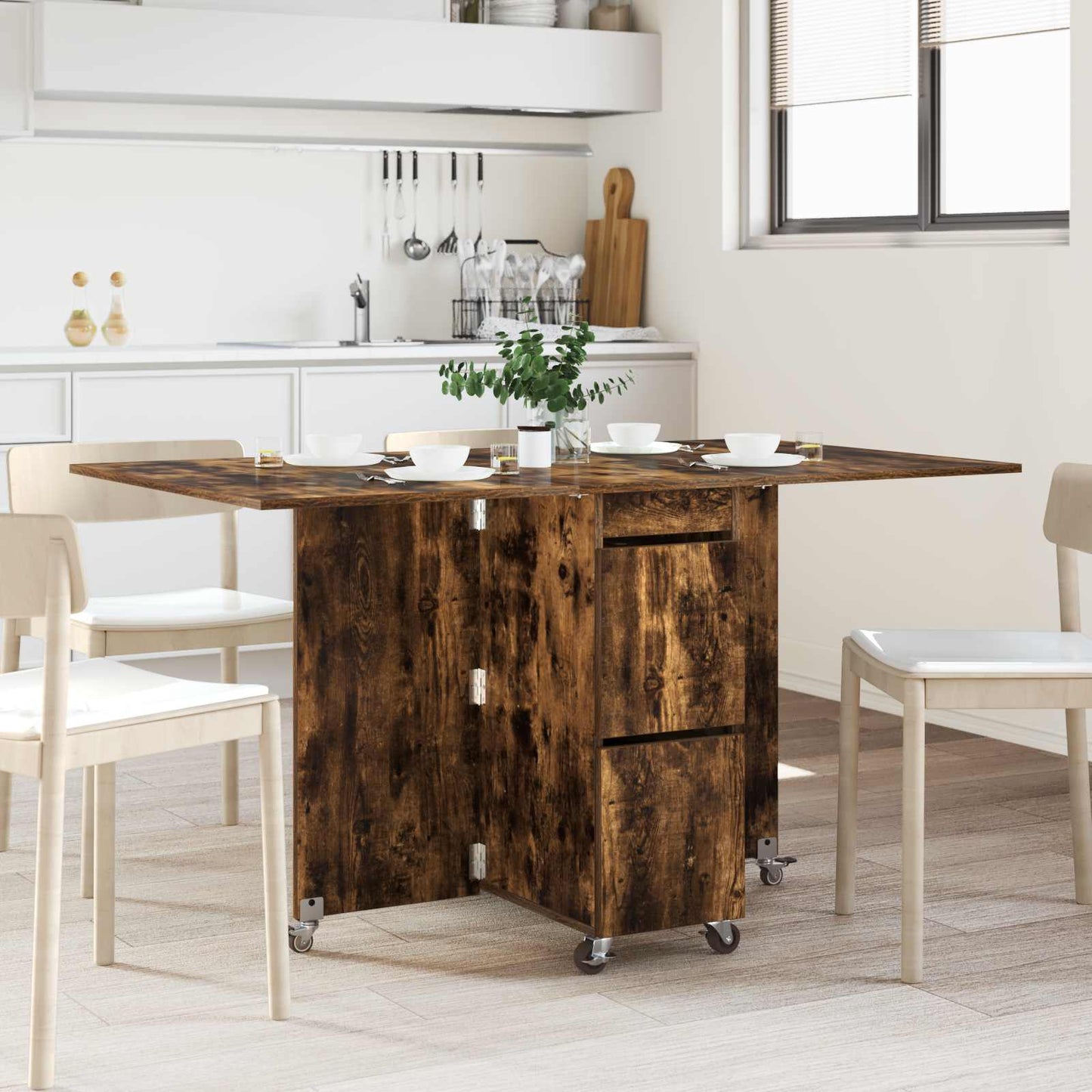 Dinning Table 140 x 80 x 77 cm Engineered Wood Smoked Oak