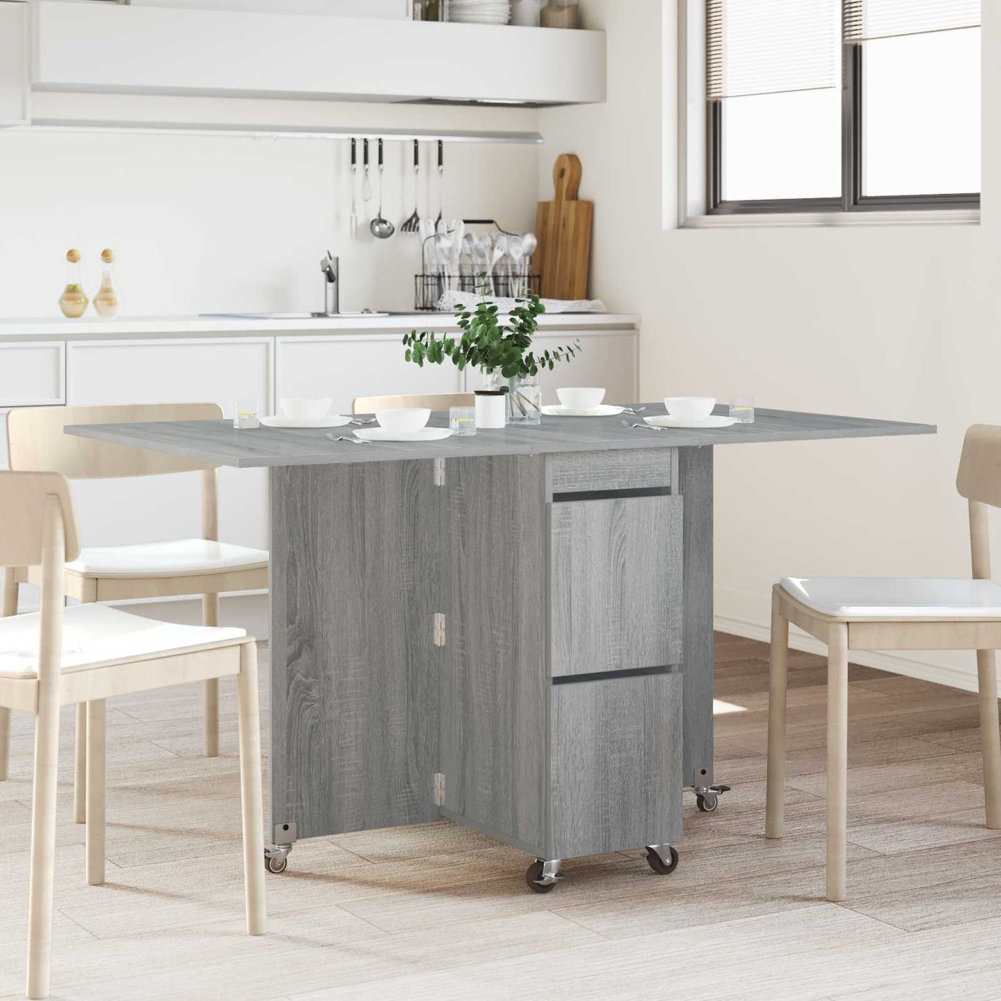 Dinning Table 140 x 80 x 77 cm Engineered Wood Grey Sonoma