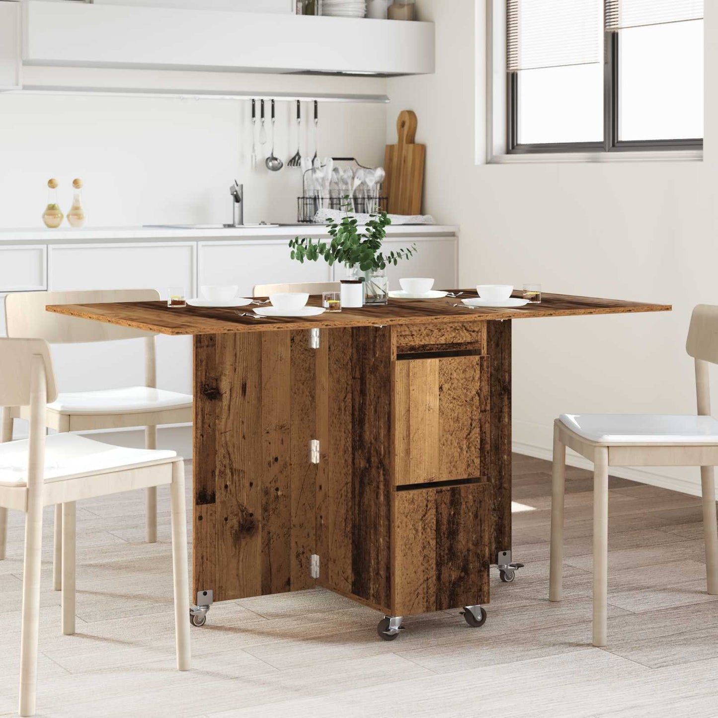 Dinning Table 140 x 80 x 77 cm Engineered Wood Old Wood