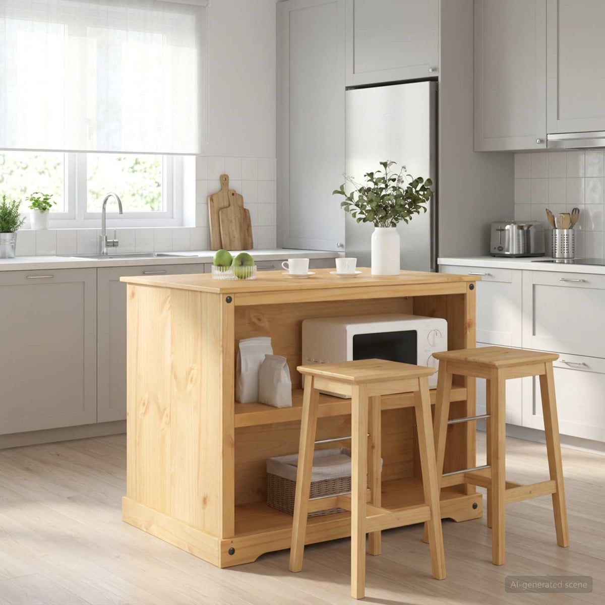 Kitchen Island Set 2 pcs Honey Wax 112 x 77 x 91.5 cm