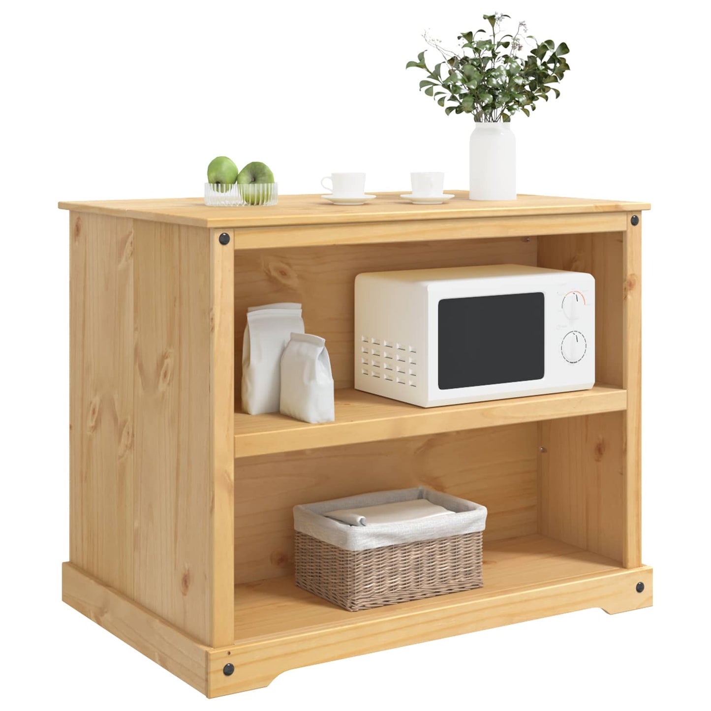 Kitchen Trolley 2 pcs Honey Wax 112 x 77 x 91.5 cm Solid-Pine