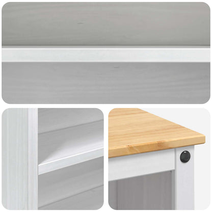 Kitchen Trolley 2 pcs White and Honey Wax 112 x 77 x 91.5 cm