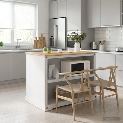 Kitchen Trolley 2 pcs White and Honey Wax 112 x 77 x 91.5 cm