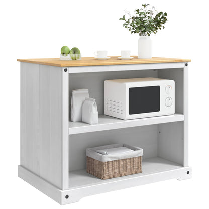 Kitchen Trolley 2 pcs White and Honey Wax 112 x 77 x 91.5 cm