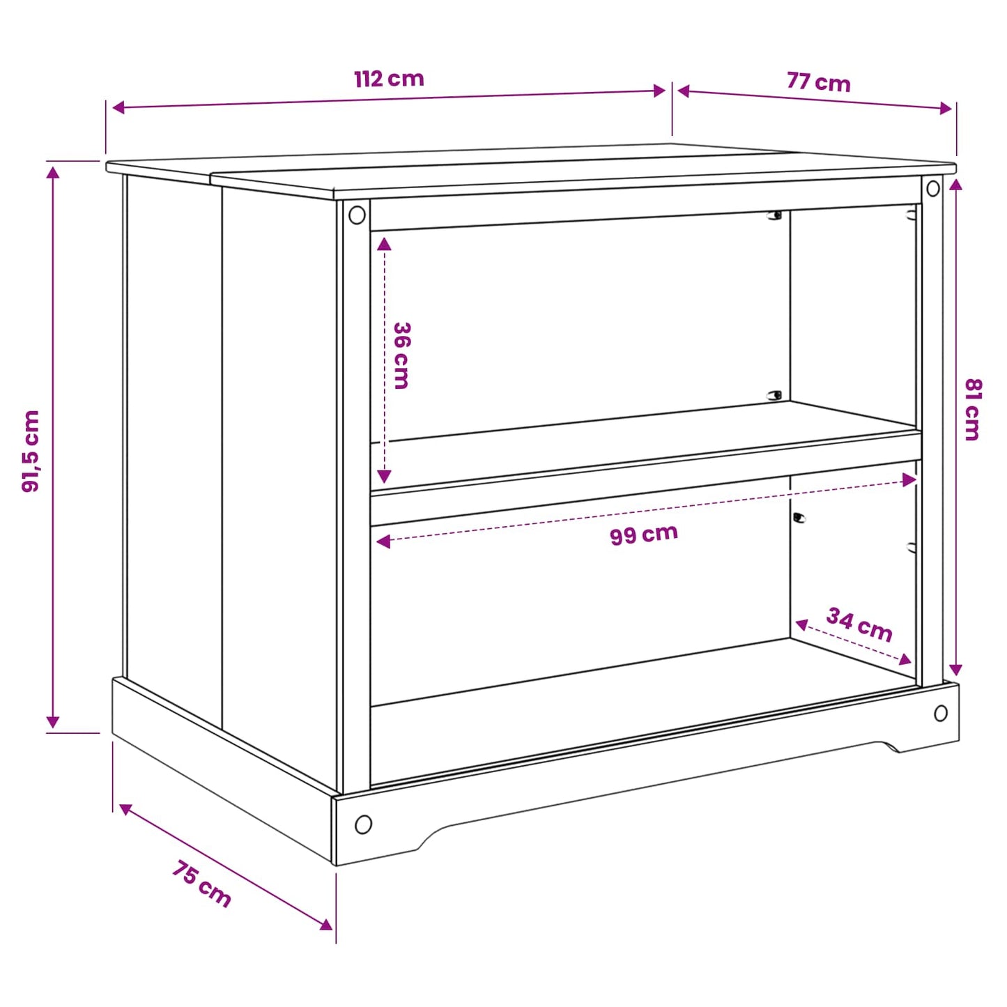 Kitchen Trolley 2 pcs White and Honey Wax 112 x 77 x 91.5 cm