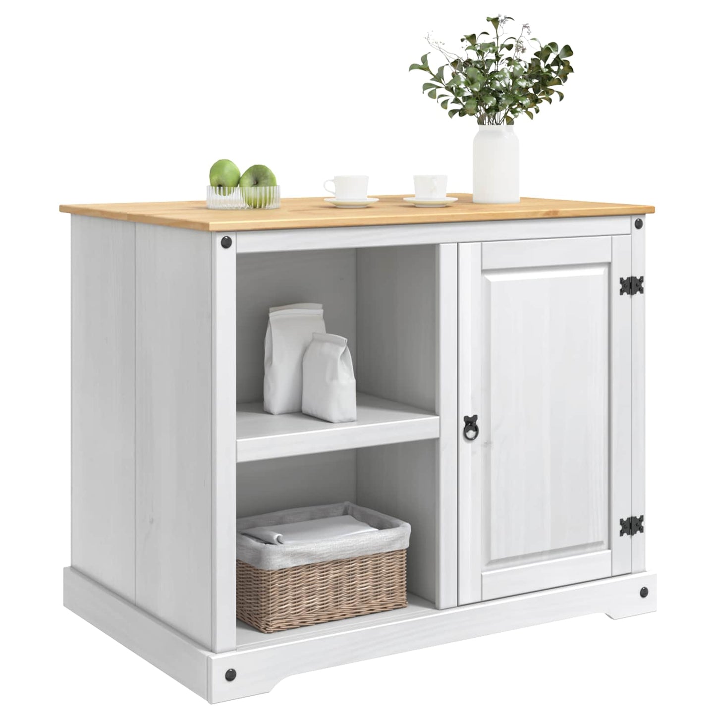 Kitchen Trolley 2 pcs White and Honey Wax 112 x 77 x 91.5 cm
