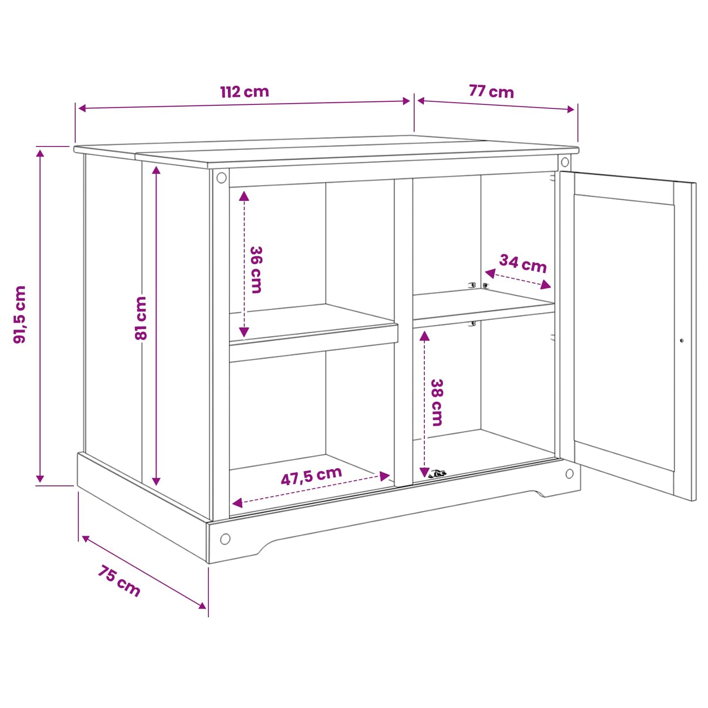 Kitchen Trolley 2 pcs White and Honey Wax 112 x 77 x 91.5 cm