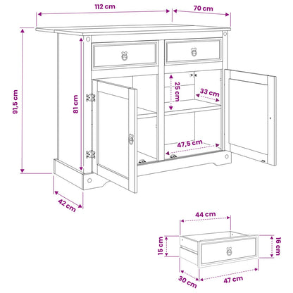 Kitchen Trolley 2 pcs Honey Wax 112 x 70 x 91.5 cm Solid-Pine