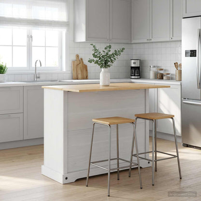Kitchen Island Set 2 pcs White and Honey Wax 112 x 70 x 91.5 cm