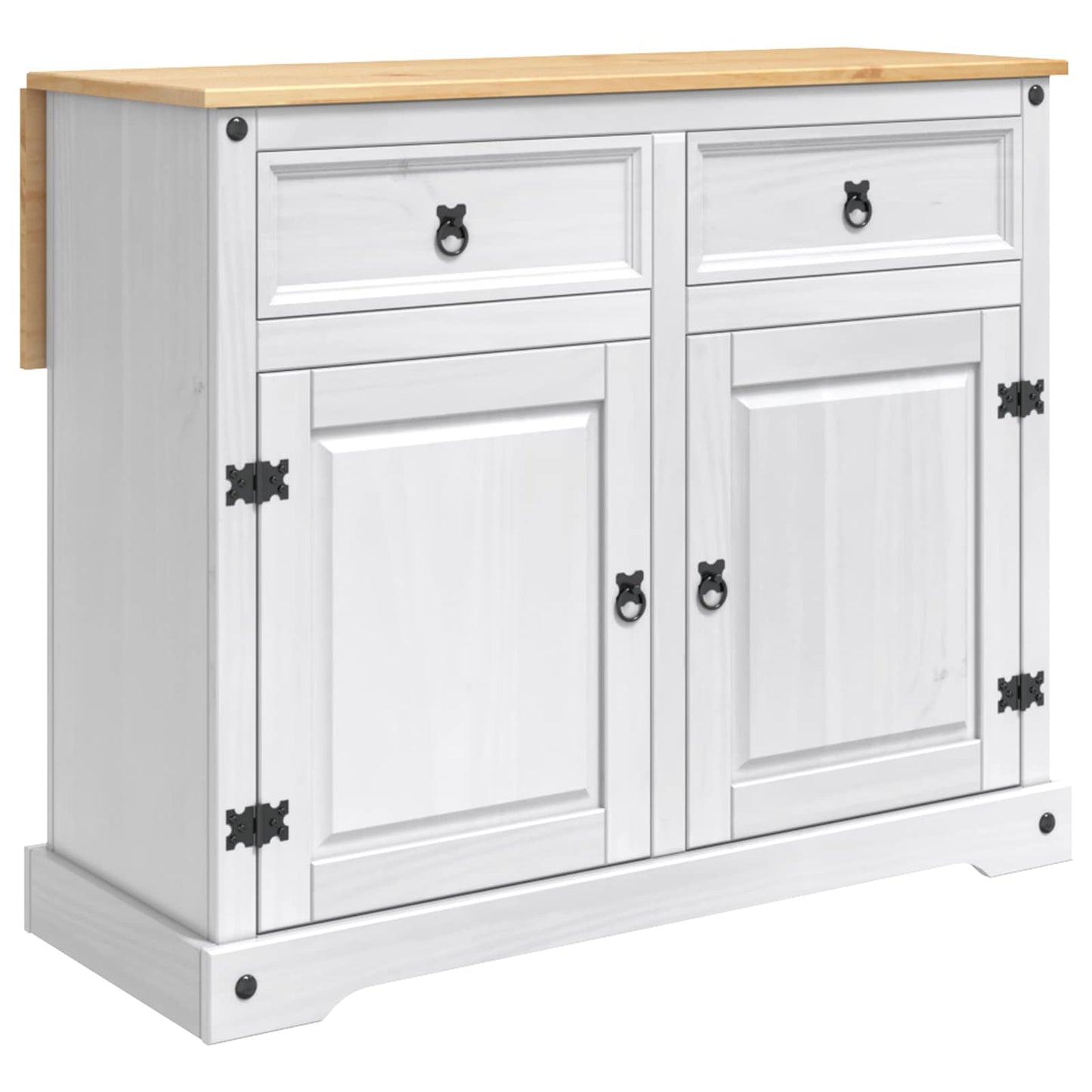 Kitchen Trolley 2 pcs White and Honey Wax 112 x 70 x 91.5 cm