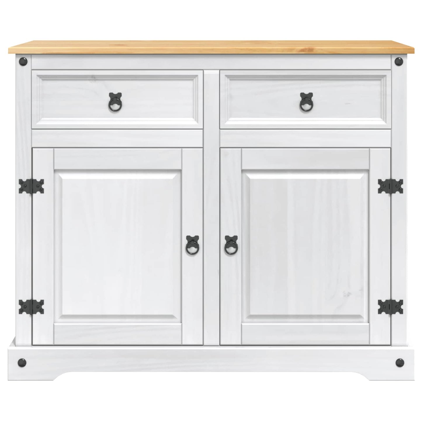 Kitchen Trolley 2 pcs White and Honey Wax 112 x 70 x 91.5 cm