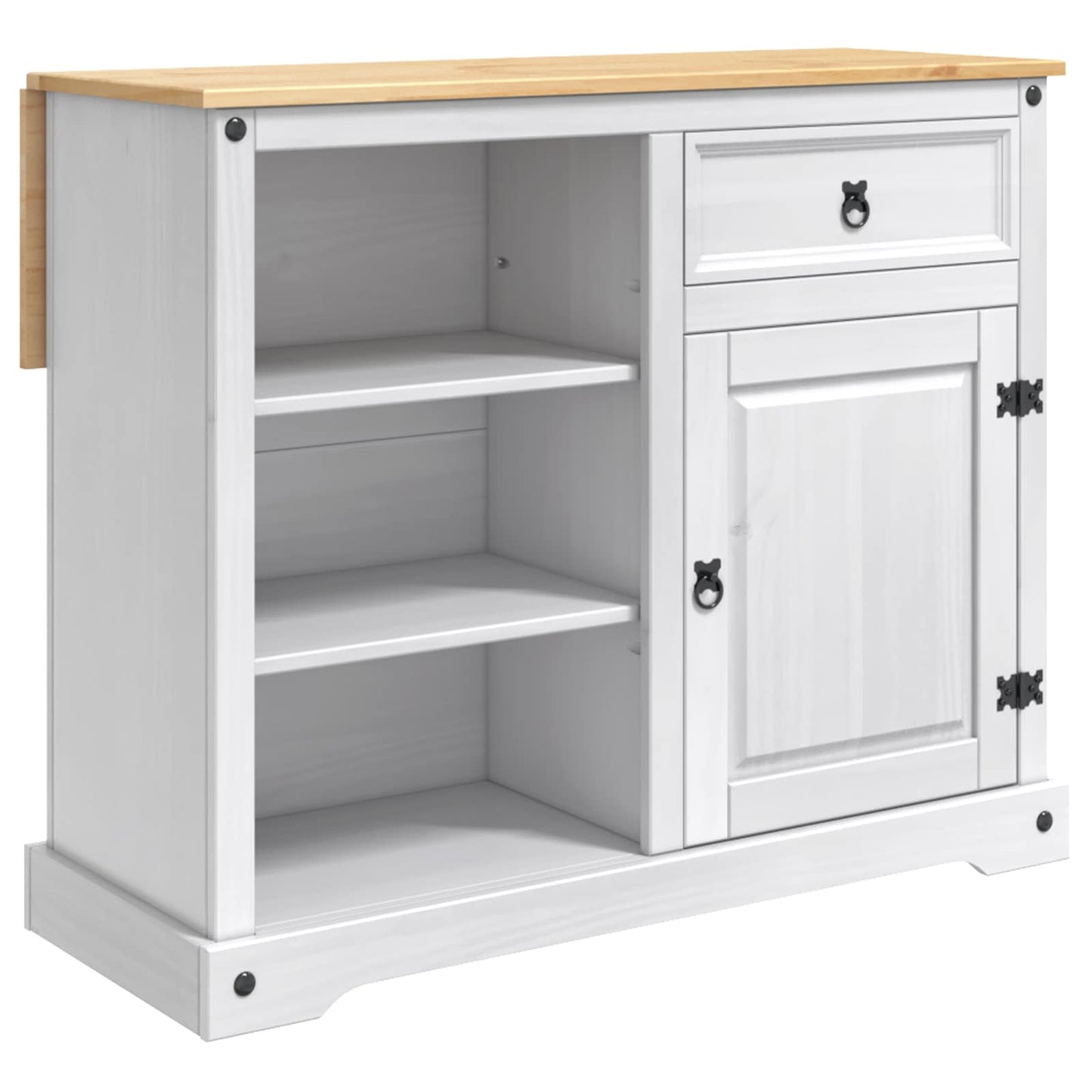 Kitchen Trolley 2 pcs White and Honey Wax 112 x 70 x 91.5 cm