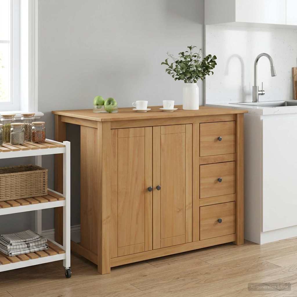 Kitchen Trolley PANAMA 2 pcs Honey Wax 112 x 77 x 90 cm