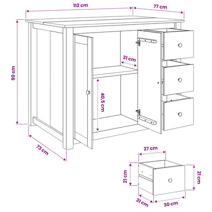 Kitchen Trolley PANAMA 2 pcs White and Honey Wax Solid-Pine