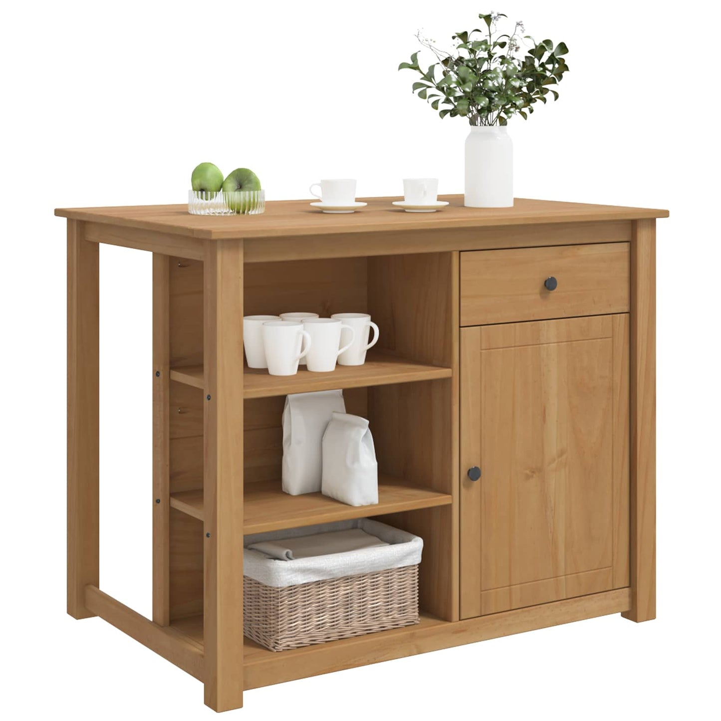 Kitchen Trolley PANAMA 2 pcs Honey Wax 112 x 77 x 90 cm