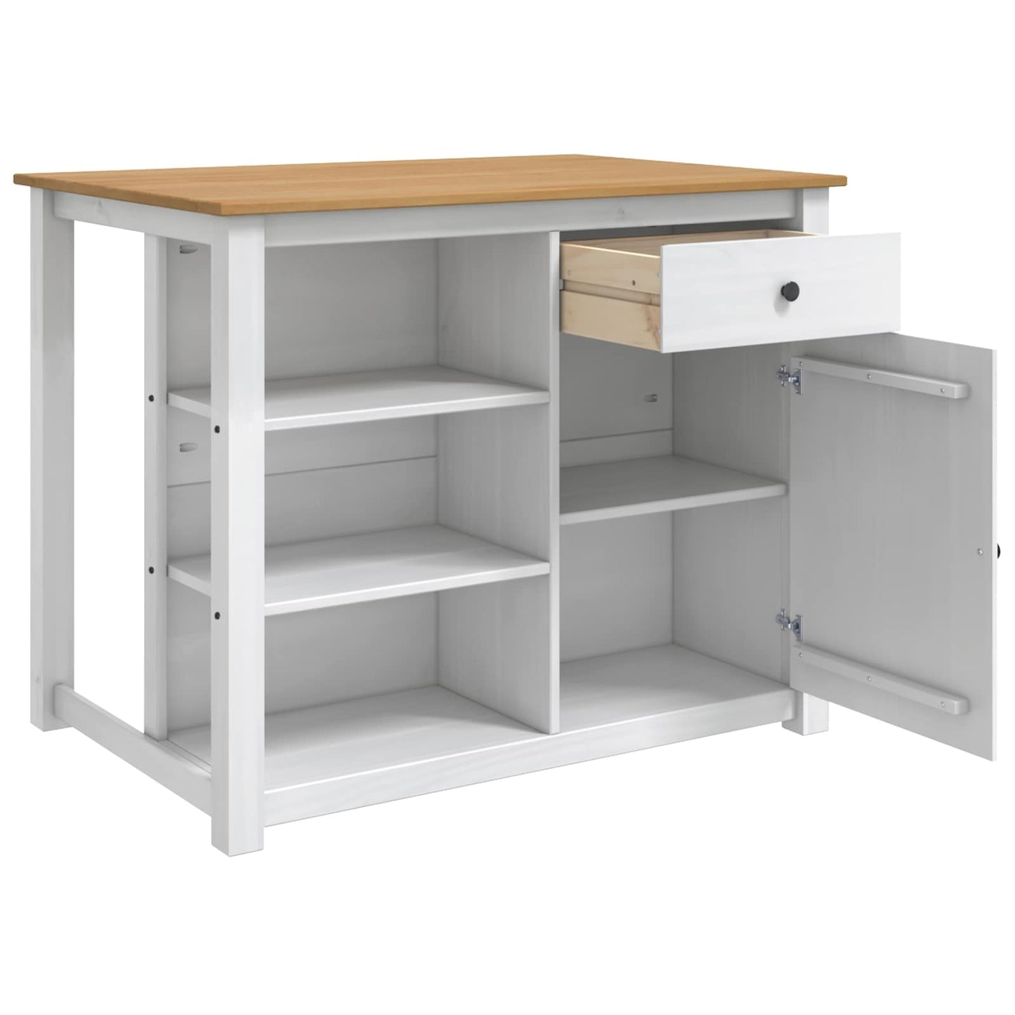 Kitchen Trolley PANAMA 2 pcs White and Honey Wax Solid-Pine
