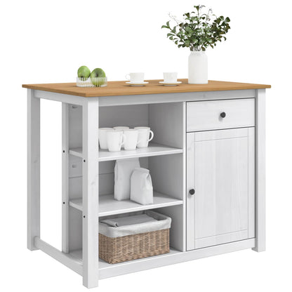 Kitchen Trolley PANAMA 2 pcs White and Honey Wax Solid-Pine