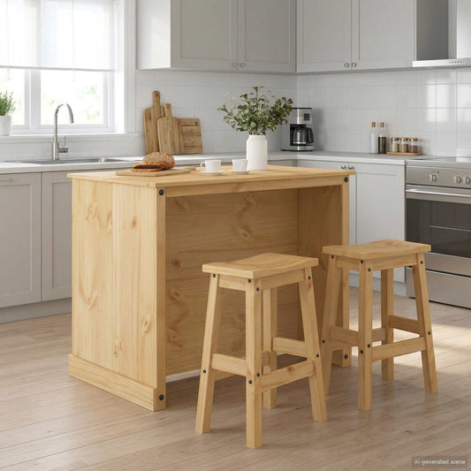 Kitchen Island Set 3 pcs Honey Wax 112 x 77 x 91.5 cm
